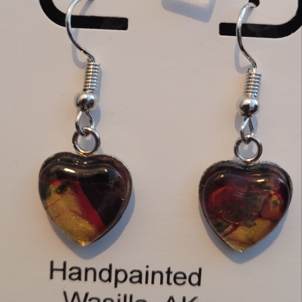 Handpainted glass earrings